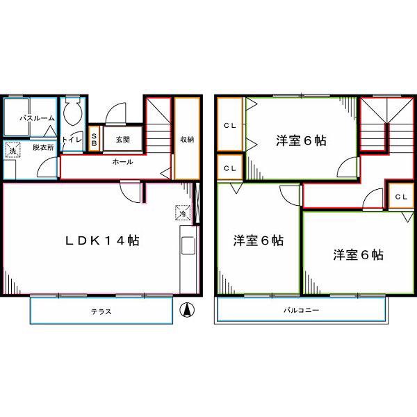 ロワゾブルーナミキ(3LDK/1階)の間取り写真