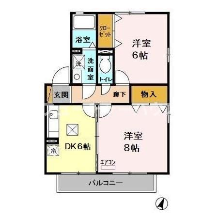 イーストプラザD(2DK/1階)の間取り写真