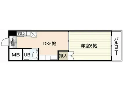 第2原本ビル(1DK/2階)の間取り写真