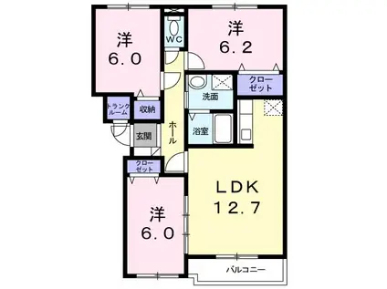 ハッピーロード(3LDK/3階)の間取り写真