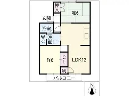 ヴァンベール鳴海(2LDK/2階)の間取り写真