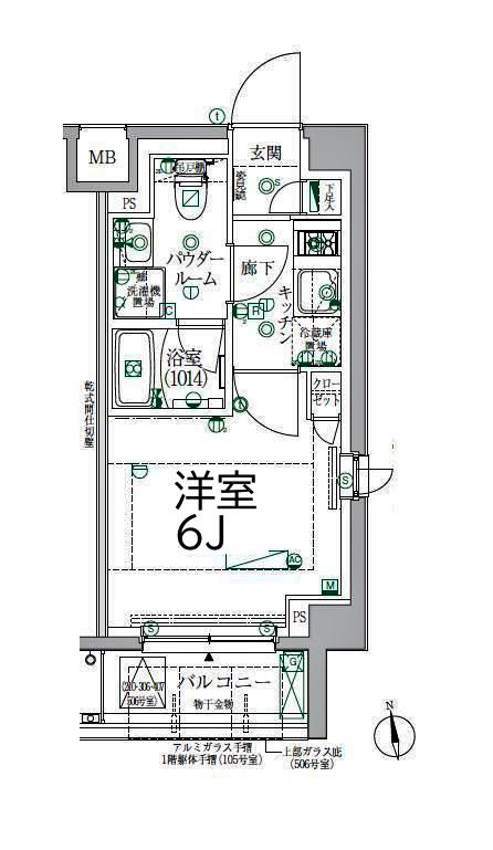 クレイシア横浜ヴェール(1K/2階)の間取り写真