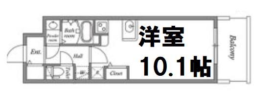 MELDIA CREST TAPP NAMBA ウエスト(ワンルーム/13階)の間取り写真