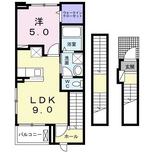 カメリアII(1LDK/3階)の間取り写真