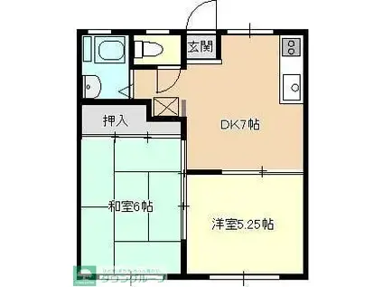 メゾンアンソレイエ(2DK/2階)の間取り写真