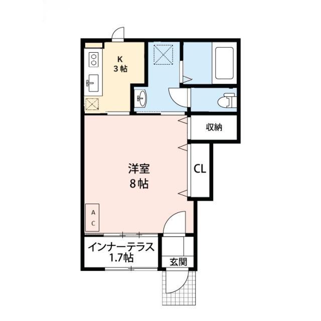 アイリスIII(1K/1階)の間取り写真
