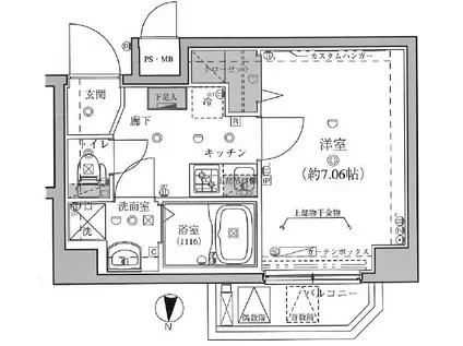 RISINGPLACE押上二番館(1K/4階)の間取り写真