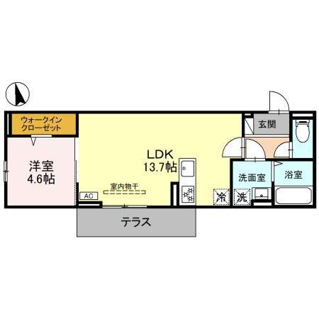イーステージ大橋町(1LDK/1階)の間取り写真