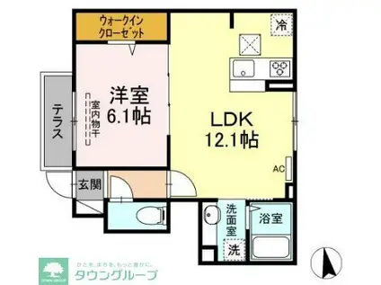 アナシエ和泉A(1LDK/1階)の間取り写真