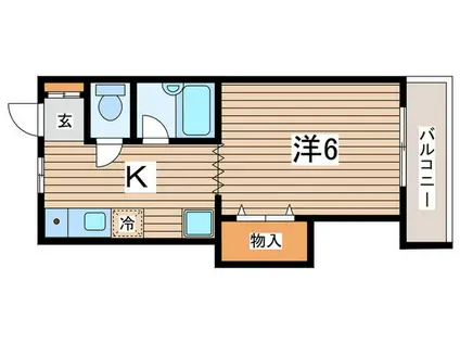 マリンハイツ6(1K/2階)の間取り写真