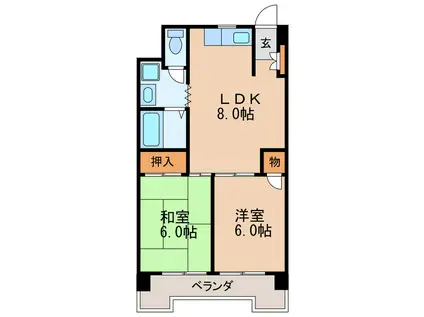 丸の内カジウラマンション(2LDK/3階)の間取り写真