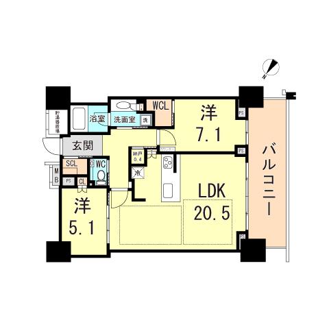 ベイシティタワーズ神戸ウエスト(2LDK/27階)の間取り写真