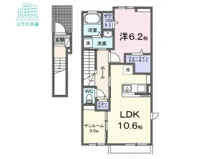 ティ・グラン IV(1LDK/2階)の間取り写真