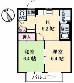 シャーメゾンシャリテA棟(2K/2階)の間取り写真