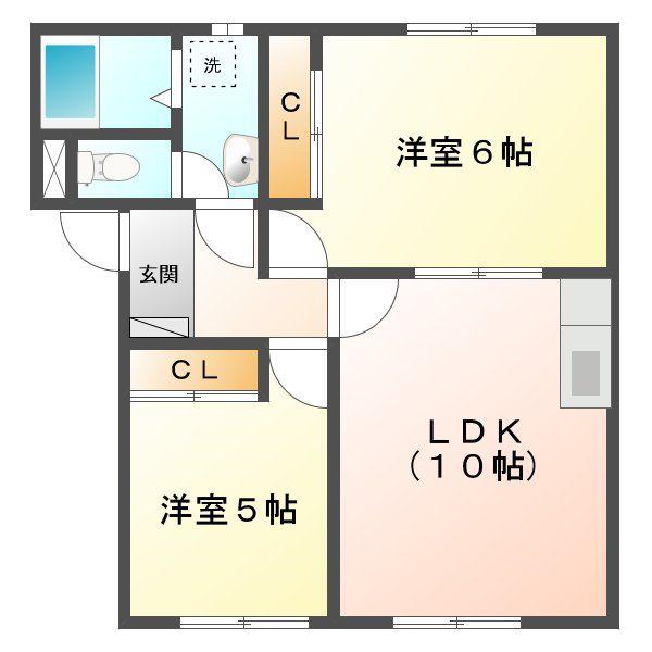 プロヴァンス(2LDK/1階)の間取り写真