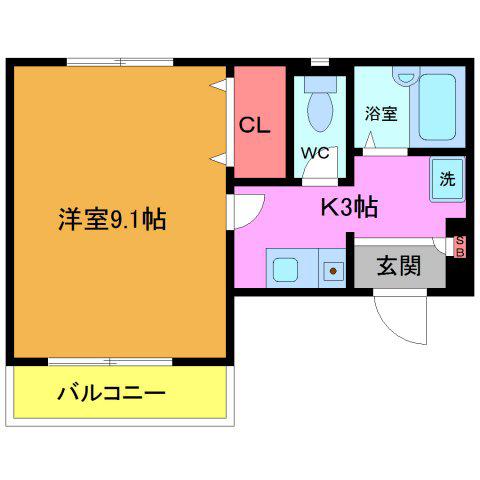 ジュメイラ津田沼(1K/2階)の間取り写真