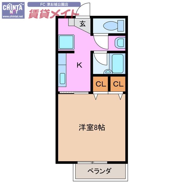 オーキットハイム(1K/2階)の間取り写真