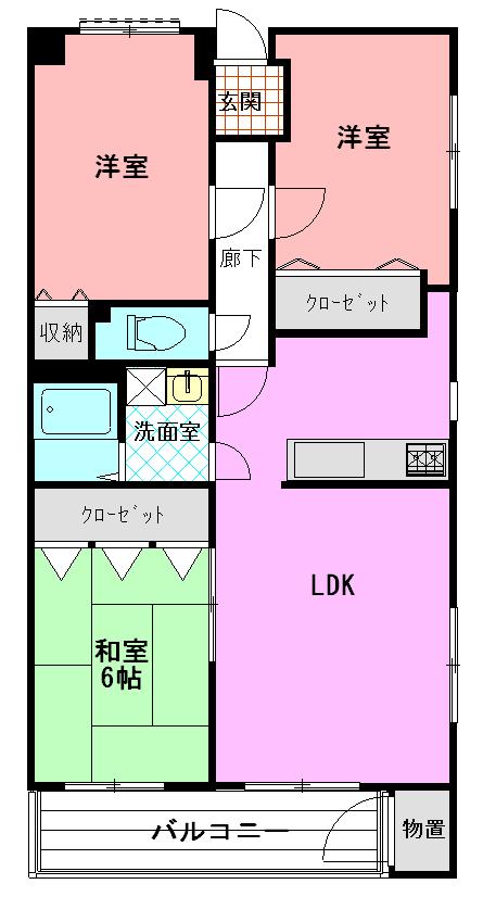 八雲マンション(3LDK/3階)の間取り写真