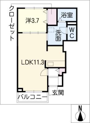 ネオハーモニー(1LDK/1階)の間取り写真