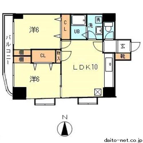 ル・ピニヨン六本木(2LDK/3階)の間取り写真