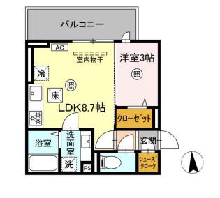 AUGUSTA(1LDK/2階)の間取り写真
