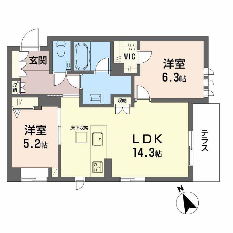 シャーメゾングランデ(2LDK/1階)の間取り写真