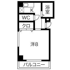 ルフィール八田(1K/4階)の間取り写真