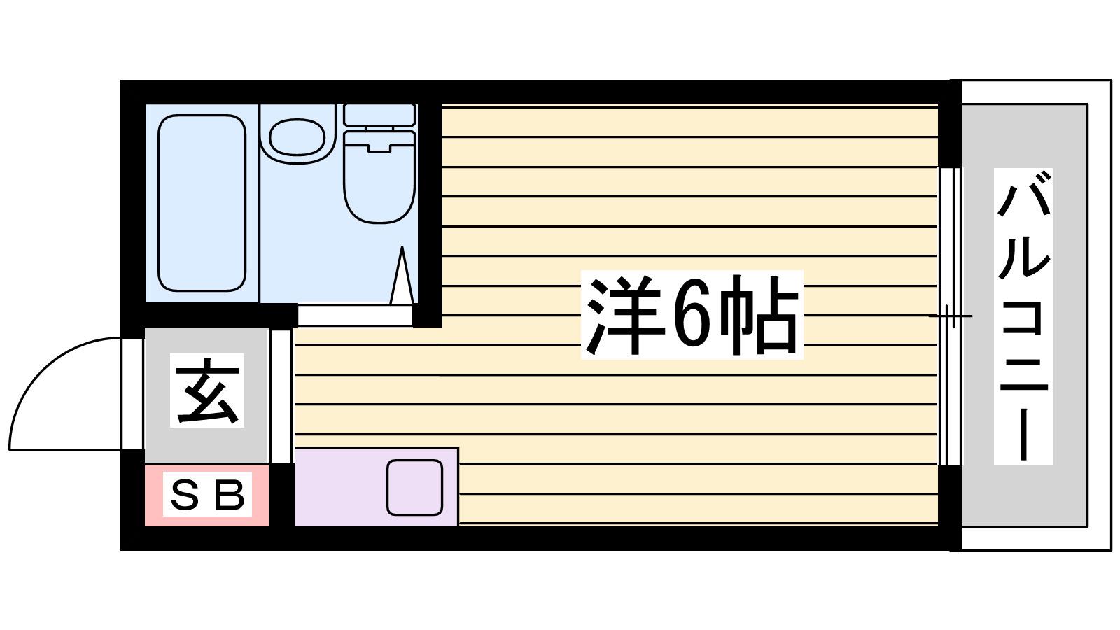 スカイコート(ワンルーム/3階)の間取り写真