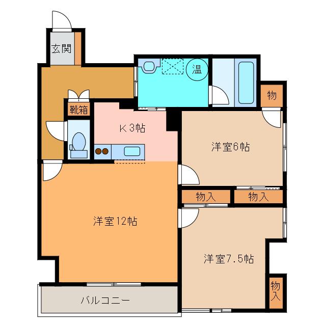 CENTER CTIY5(2LDK/3階)の間取り写真