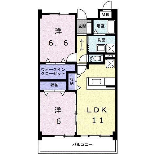 グランシェーネ(2LDK/3階)の間取り写真