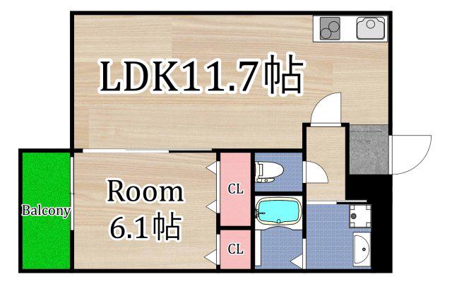 フジパレス高殿(1LDK/2階)の間取り写真