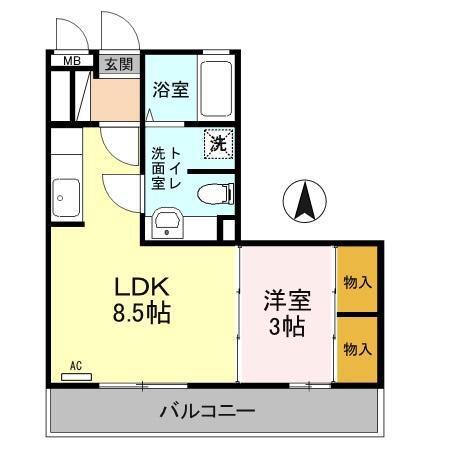 クレール シャンブル(1LDK/3階)の間取り写真