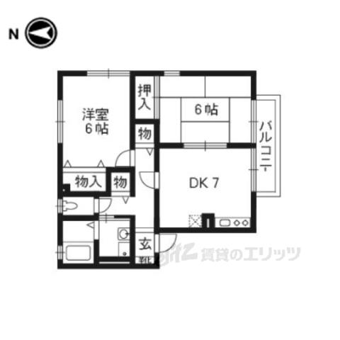 サニーウェル(2DK/2階)の間取り写真