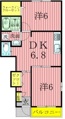 トゥーランドット3(2DK/1階)の間取り写真