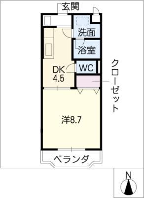アンダルシア(1DK/2階)の間取り写真