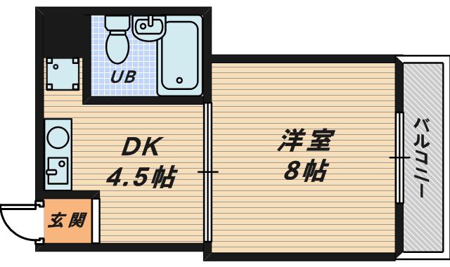 グリシーヌIII(1DK/4階)の間取り写真