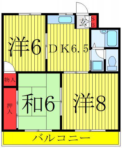 大野ハイツ(3DK/2階)の間取り写真