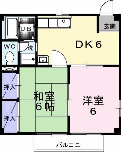 グリーンアヴェニュー(2DK/1階)の間取り写真