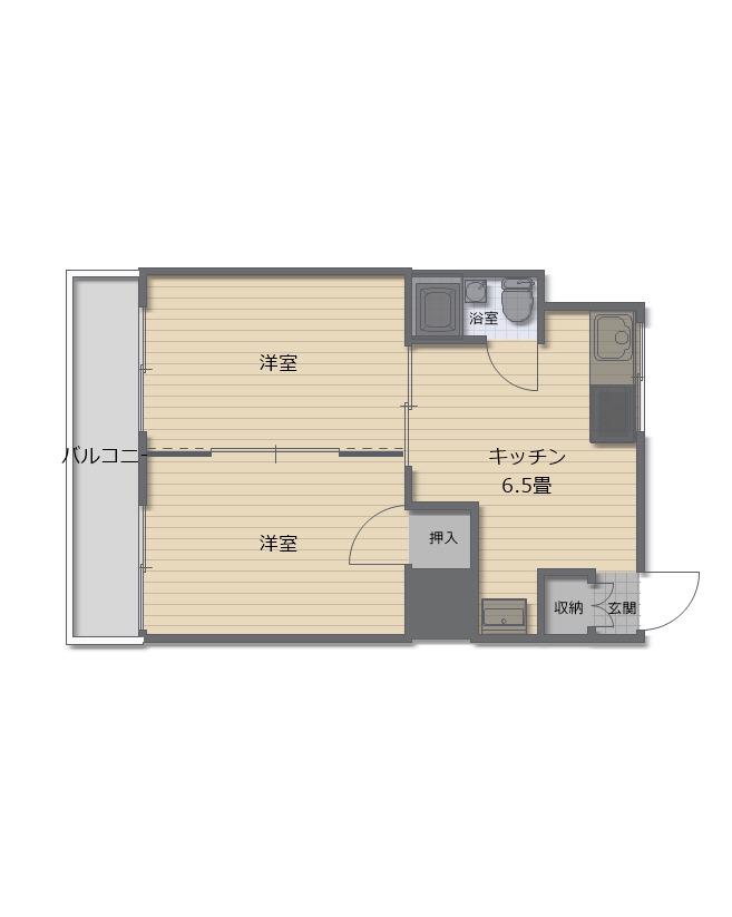 友永ビル(2DK/4階)の間取り写真