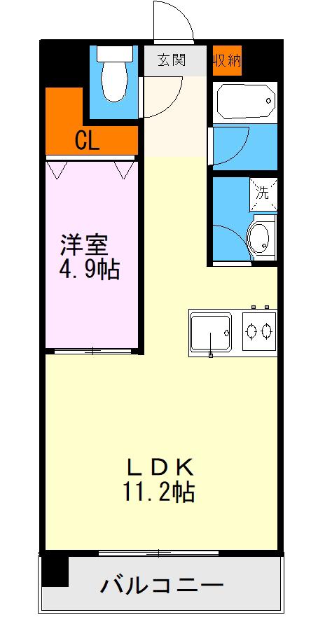 グランパーク渡鹿(1LDK/10階)の間取り写真