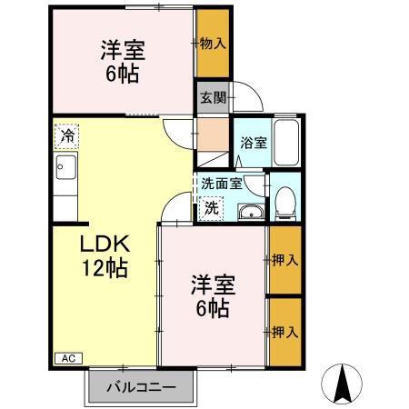 コンフォール・サツキ(2LDK/2階)の間取り写真