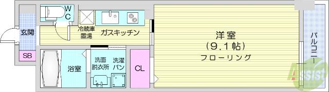 プレッサ泉中央(1K/1階)の間取り写真
