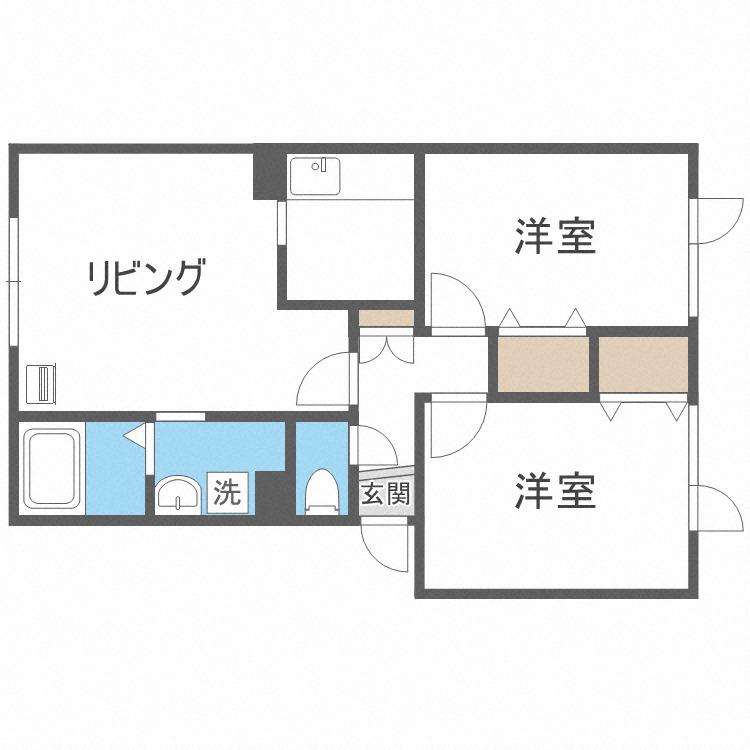 エナージ山鼻(2LDK/2階)の間取り写真