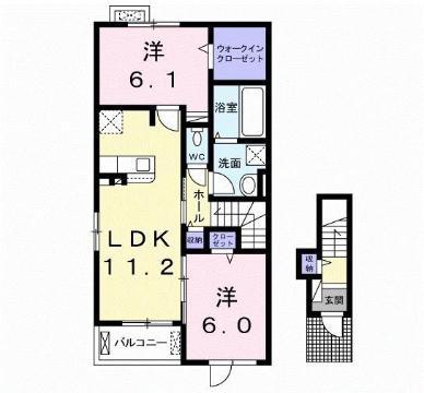 コスモス K(2LDK/2階)の間取り写真
