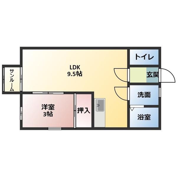 PROVENCE A棟(1LDK/1階)の間取り写真