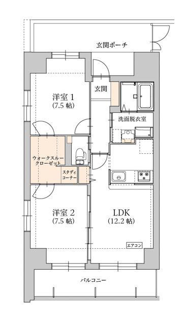 グラン トガリーゼ(2LDK/1階)の間取り写真