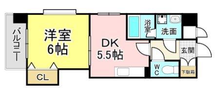 プレシード萩崎(1DK/6階)の間取り写真