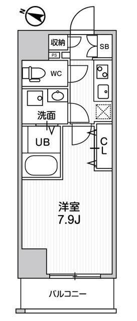江戸川橋ステーションレジデンス(1K/5階)の間取り写真