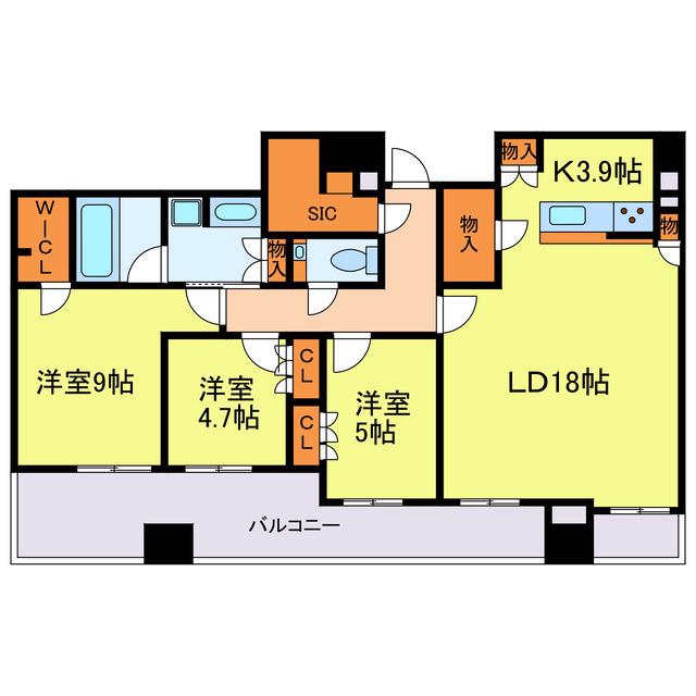 シエリアタワー中之島(3LDK/41階)の間取り写真