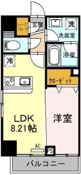 SINCERE東大宮(1LDK/6階)の間取り写真